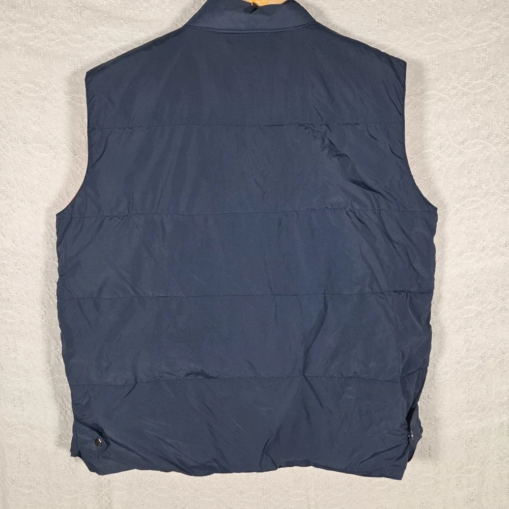 Vintage Kentfield Goose Down Puffer Vest Navy Blue Orange Reversible Men's L